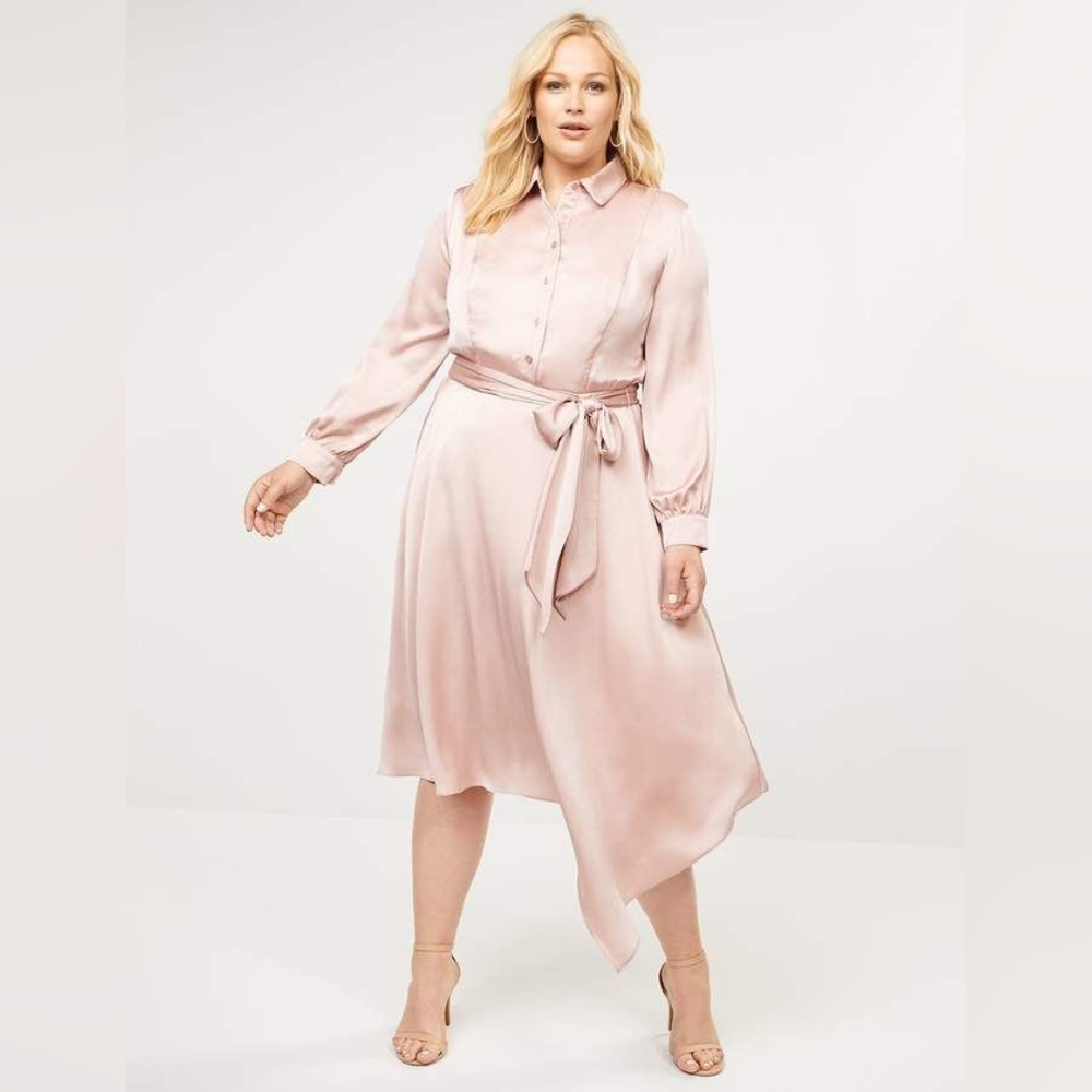 Lane Bryant | Satin Asymmetrical Midi Dress